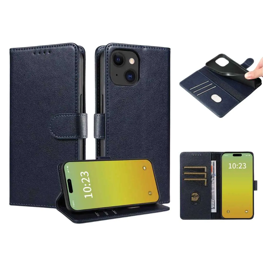 iPhone 15 Pro Max/iPhone 14 Pro Max PU Leather Wallet Case Blue